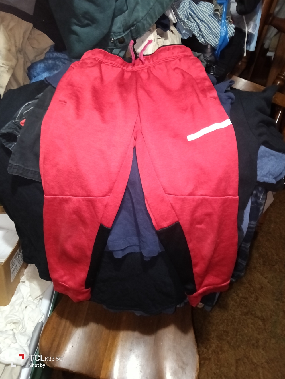 Kids Red Drawstring Jogger Sweatpants